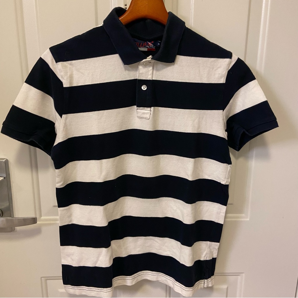 🇮🇹 Navy and White Striped Polo Shirt I🇮🇹